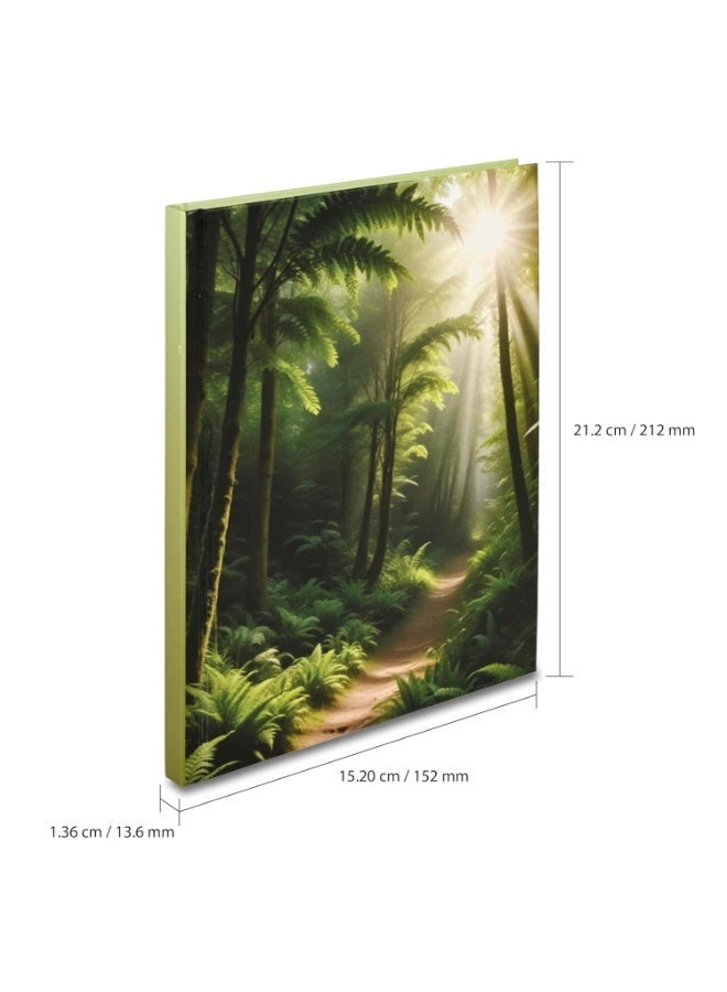 FIS® Hard Cover Notebook, A5 Size(148x210mm), 96 Sheets, Single Line Ruling, White Paper, Packet of 5 Pieces, Green Forest Cover Design 3-FSNBHCA596D3 - Image 4